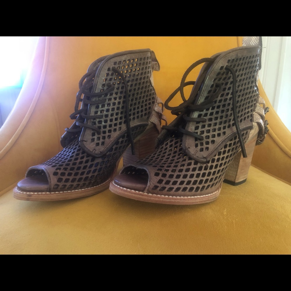 Laser cut bootie with laces